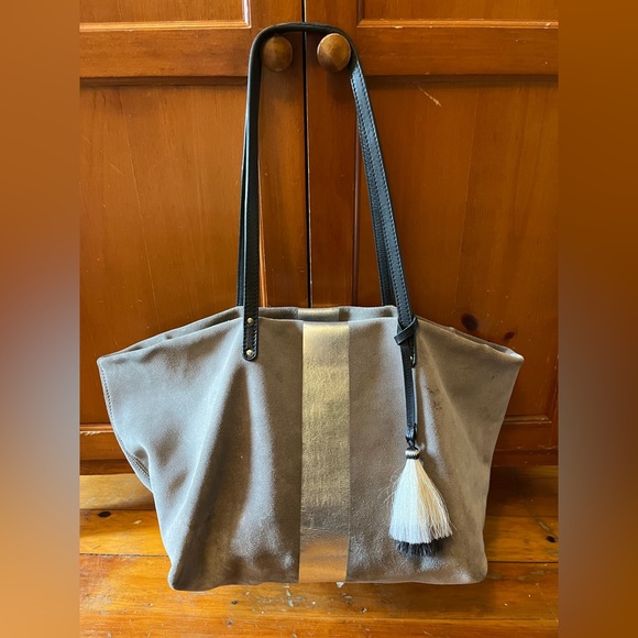 Kempton & Co Tote Suede & Leather & Brass Hardware Dorset Bag Handmade In USA - Picture 1 of 10